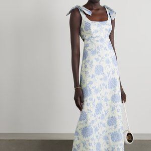 Zimmermann Cream and Light Blue Floral Midi Dress